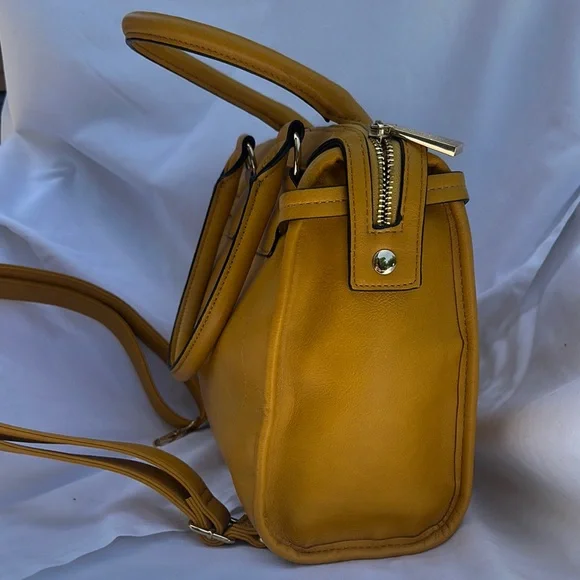 Big Buddha Yellow Satchel with Structured Design and Detachable Strap - Picture 3 of 6